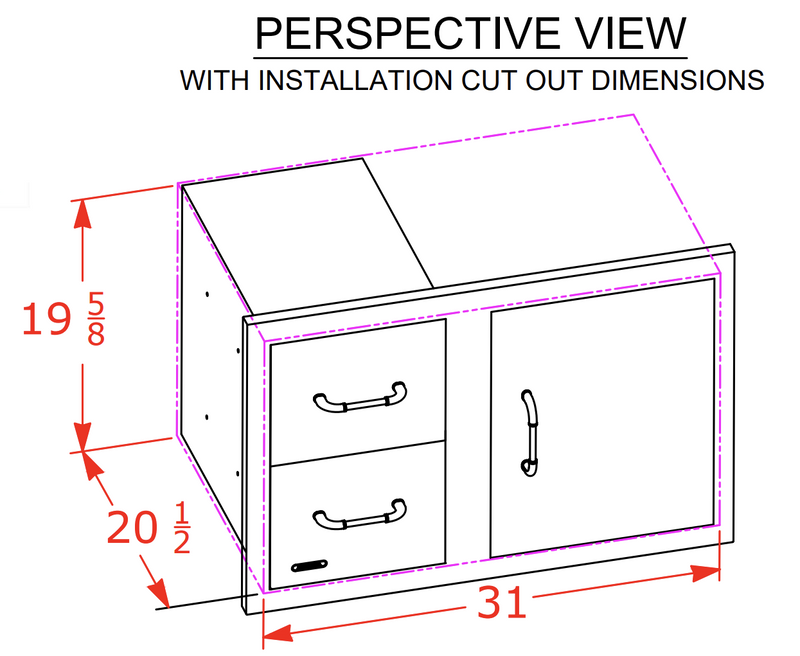 Bull 30-in Stainless Steel Single Storage Door w/ 2 Drawer Combo w/ Reveal