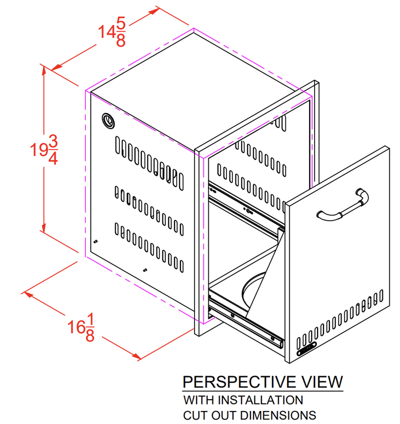Bull 16-in Stainless Steel Roll-Out Gas Propane Tank Drawer w/ Reveal