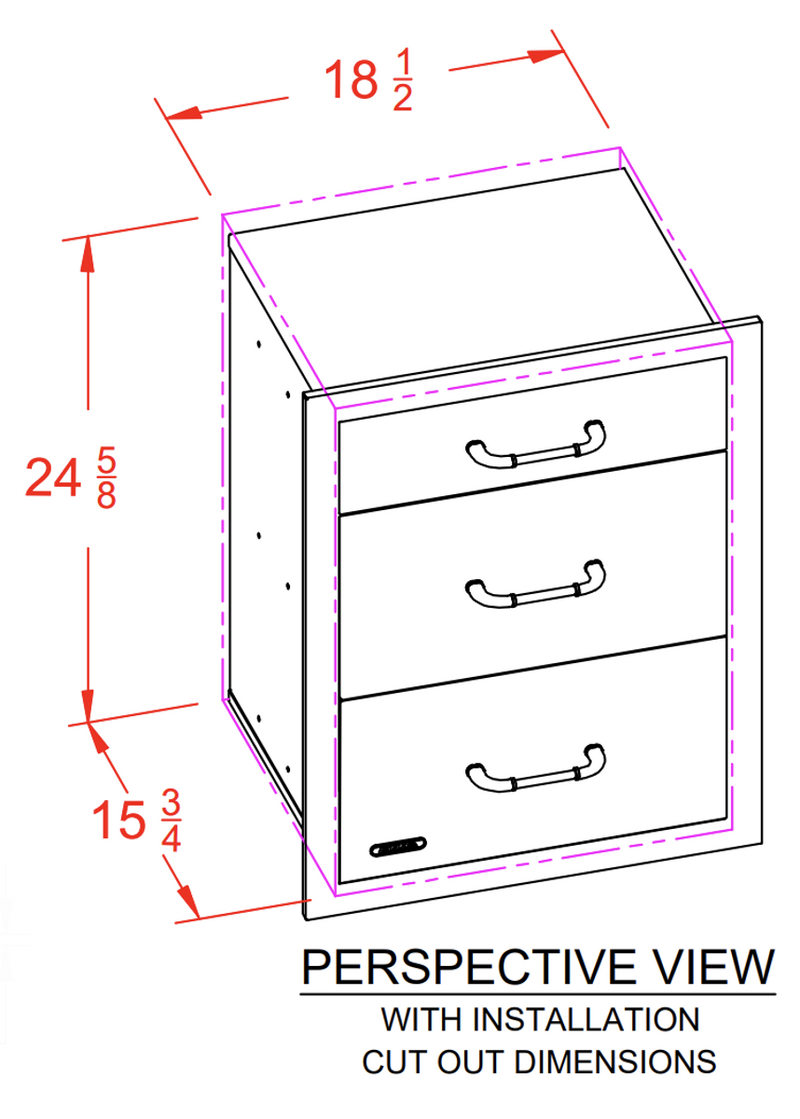 Bull 21-in Stainless Steel 3 Access Drawer Combo w/ Reveal
