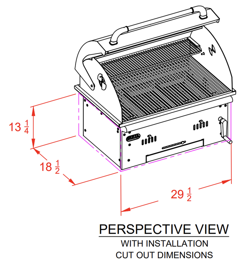 Bull Bison 30-in Built-in Charcoal Grill