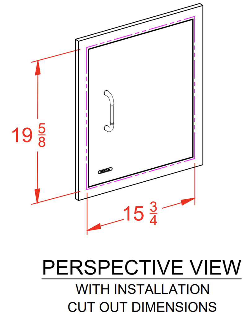 Bull 18-in Left or Right Hinged Vertical Stainless Steel Single Access Door w/ Reveal