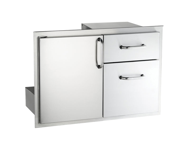 American Outdoor Grill 18" x 30" Stainless Steel Single Access Storage Door & Double Drawer Combo