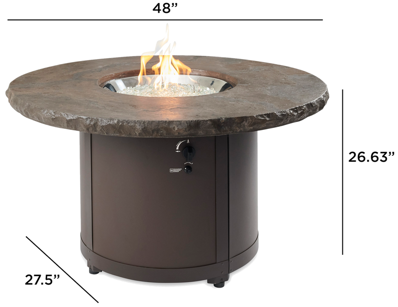 Outdoor GreatRoom Beacon 48-in Round Propane Fire Pit Table in Brown