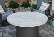 Outdoor GreatRoom Beacon 48-in Round Propane Fire Pit Table in White Onyx