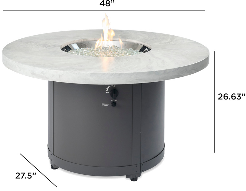 Outdoor GreatRoom Beacon 48-in Round Propane Fire Pit Table in White Onyx