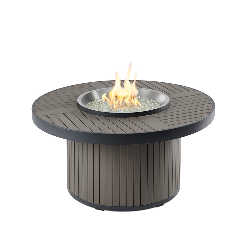 Outdoor GreatRoom Kenwood 42-in Round Propane Fire Pit Table in Taupe