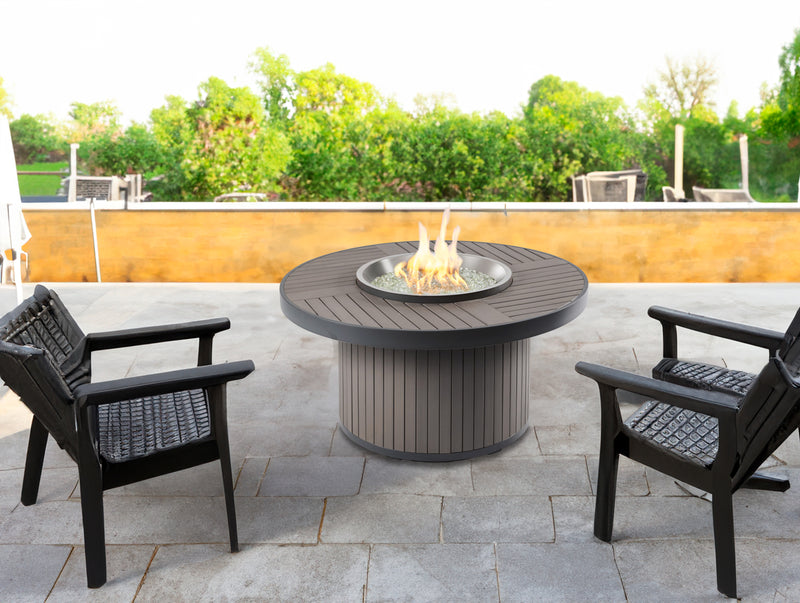 Outdoor GreatRoom Kenwood 42-in Round Propane Fire Pit Table in Taupe