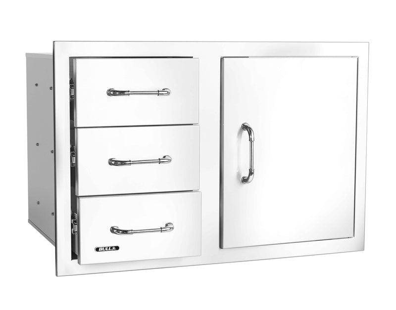 Bull 30-in Stainless Steel 3 Drawer Door Combo w/Reveal