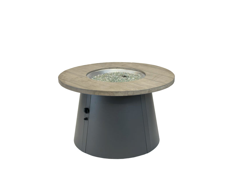 Outdoor GreatRoom Cirvalo 41-in Round Propane Fire Pit Table in Smokey Oak