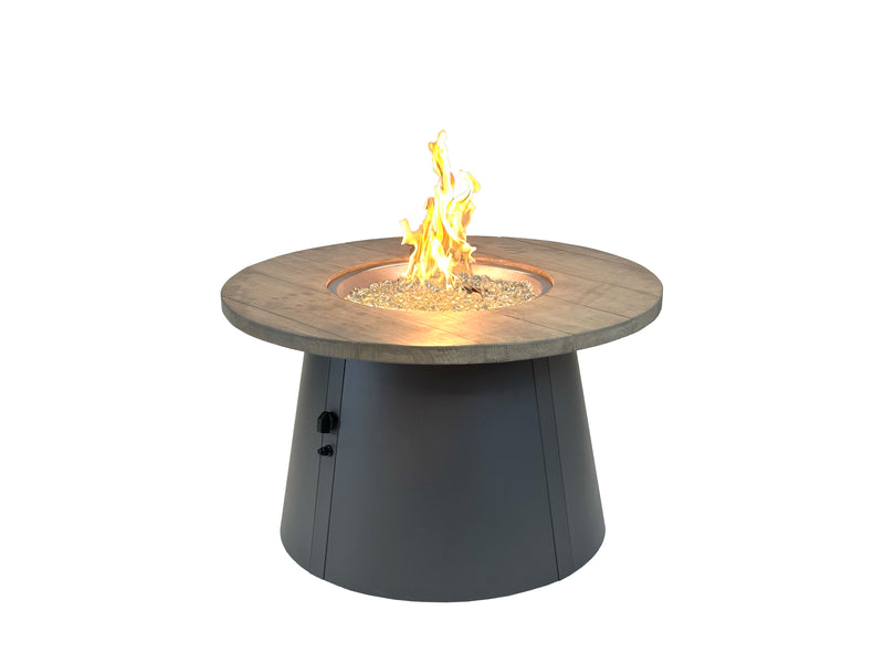 Outdoor GreatRoom Cirvalo 41-in Round Propane Fire Pit Table in Smokey Oak