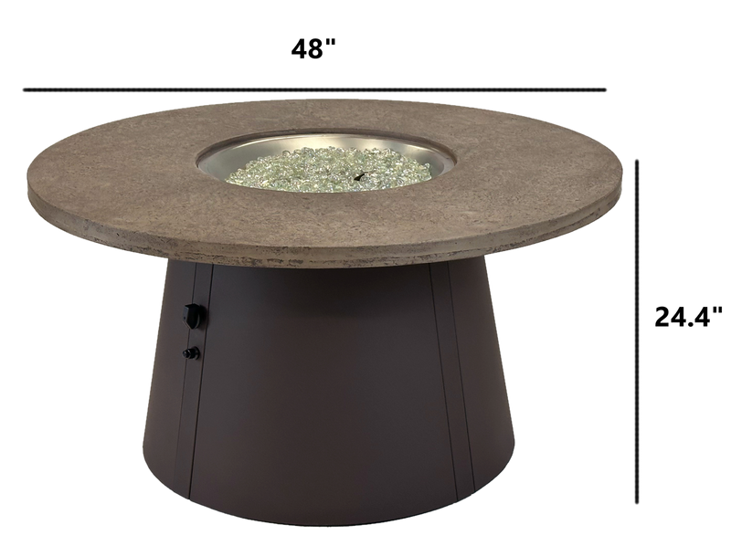 Outdoor GreatRoom Cirvalo 48-in Round Propane Fire Pit Table in Fossil Brown