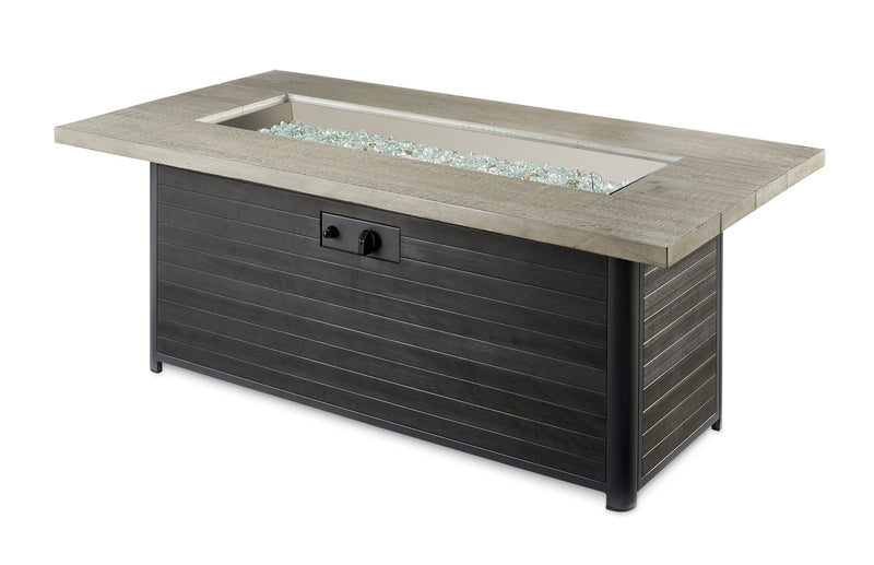 Outdoor GreatRoom Cedar Ridge 61-in Rectangular Propane Fire Pit Table in Gray Cedar