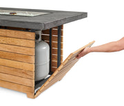 Outdoor GreatRoom Darien 44-in Rectangular Teak Propane Fire Pit Table with Gray Everblend Top