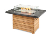 Outdoor GreatRoom Darien 44-in Rectangular Teak Propane Fire Pit Table with Gray Everblend Top