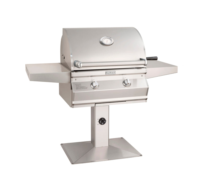 FireMagic Choice Series C430 24-in Propane Gas Grill on Patio Post w/ Analog Thermometer