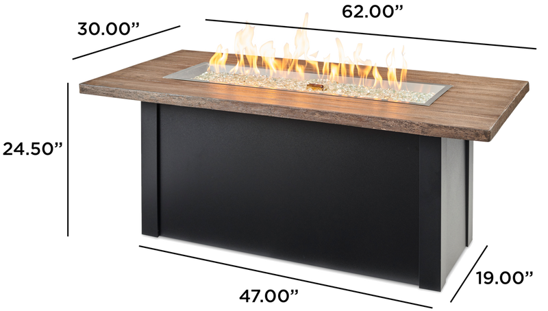Outdoor GreatRoom Havenwood 62-in Linear Propane Fire Pit Table, Driftwood Everblend Top
