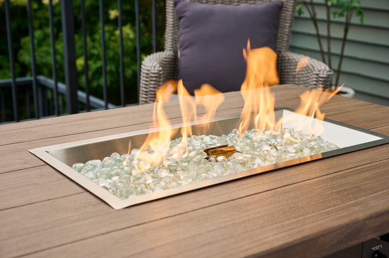 Outdoor GreatRoom Havenwood 44-in Rectangular Propane Fire Pit Table, Driftwood Everblend Top