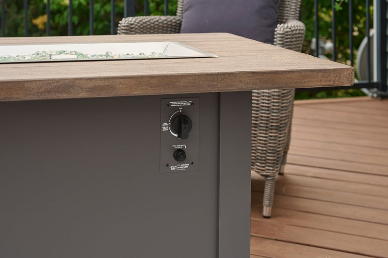 Outdoor GreatRoom Havenwood 44-in Rectangular Propane Fire Pit Table, Driftwood Everblend Top