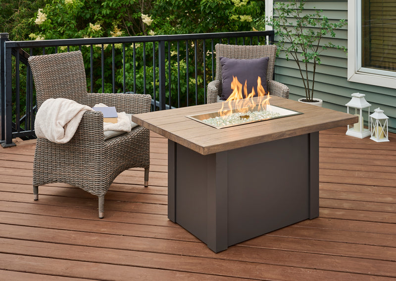 Outdoor GreatRoom Havenwood 44-in Rectangular Propane Fire Pit Table, Driftwood Everblend Top