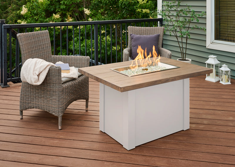 Outdoor GreatRoom Havenwood 44-in Rectangular Propane Fire Pit Table, Driftwood Everblend Top