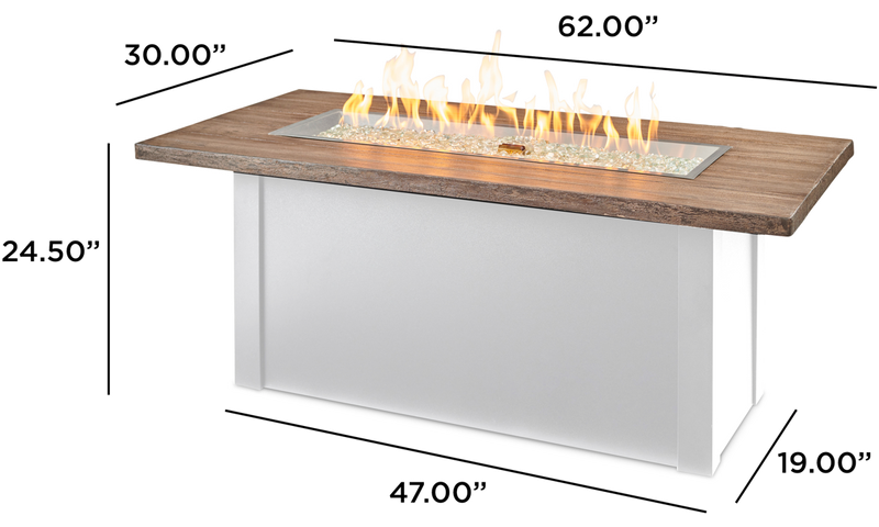 Outdoor GreatRoom Havenwood 62-in Linear Propane Fire Pit Table, Driftwood Everblend Top