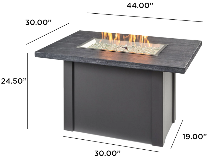 Outdoor GreatRoom Havenwood 44-in Rectangular Propane Fire Pit Table, Carbon Grey Everblend Top
