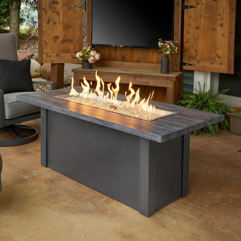 Outdoor GreatRoom Havenwood 62-in Linear Propane Fire Pit Table, Carbon Grey Everblend Top