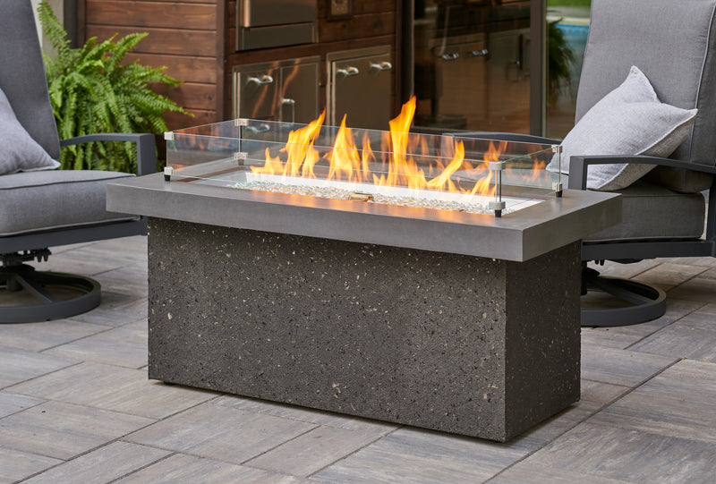 Outdoor GreatRoom Key Largo 48-in Rectangular Propane Fire Pit in Midnight Mist