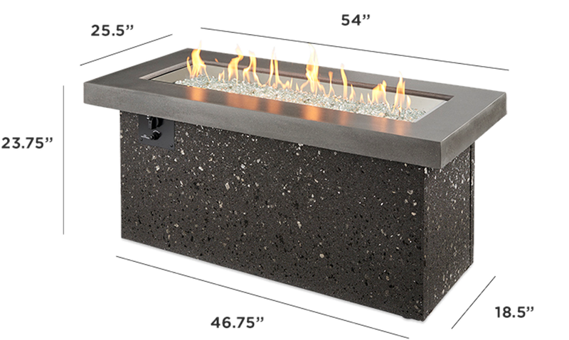 Outdoor GreatRoom Key Largo 48-in Rectangular Propane Fire Pit in Midnight Mist
