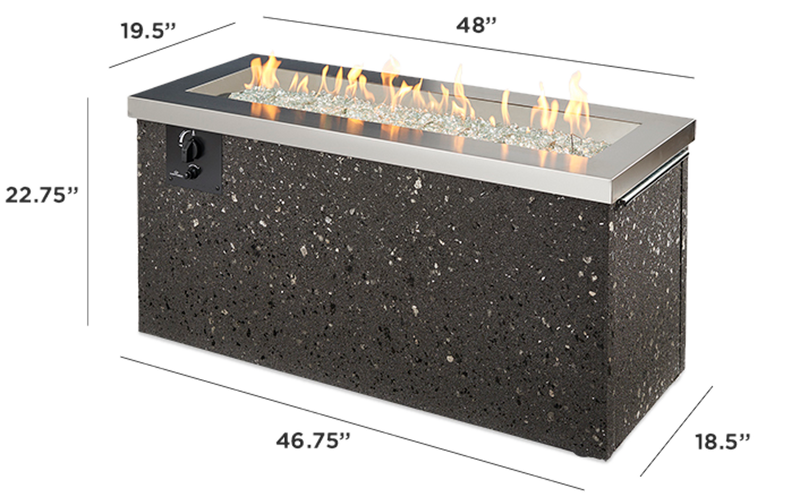 Outdoor GreatRoom Key Largo 48-in Rectangular Propane Fire Pit in Stainless Steel