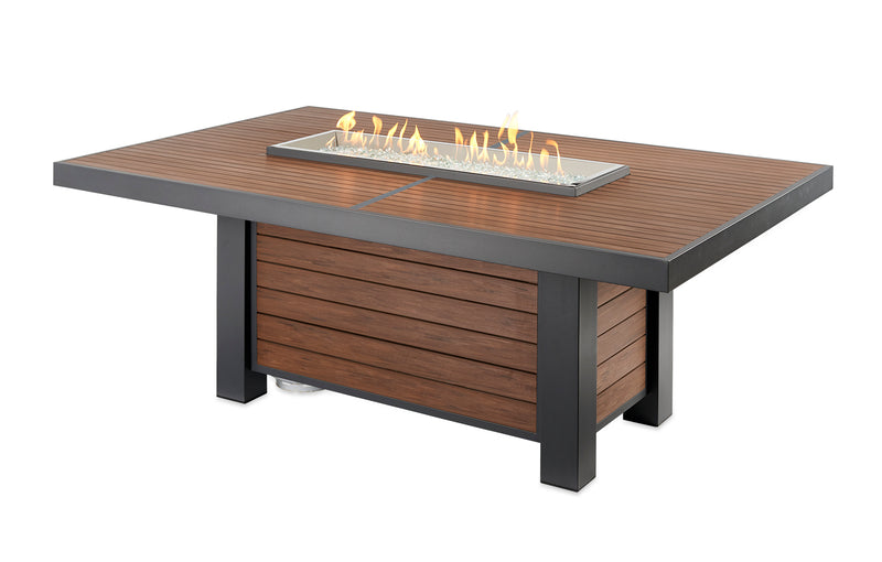 Outdoor GreatRoom Kenwood 5pc Aluminum Propane Fire Pit Dining Set in Brown