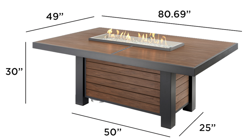 Outdoor GreatRoom Kenwood 5pc Aluminum Propane Fire Pit Dining Set in Brown