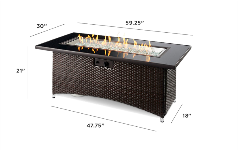 Outdoor GreatRoom Balsam Montego 60-in Rectangular Propane Fire Pit Table