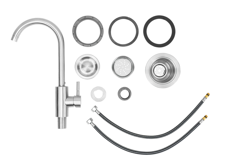 Bull 15-in Stainless Steel Sink & Faucet All In One Kit - Under & Over Mount