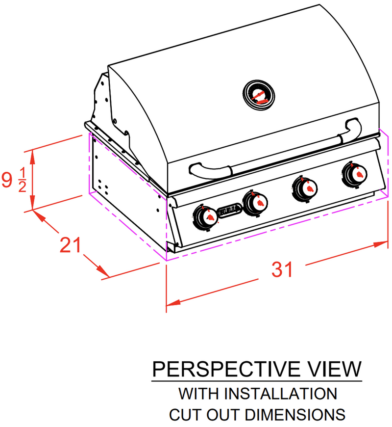 Bull Outlaw 30-in 4-Burner Built-in Propane Gas Grill