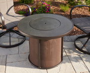 Outdoor GreatRoom Stonefire 32-in Round Aluminum Fire Pit Table in Brown