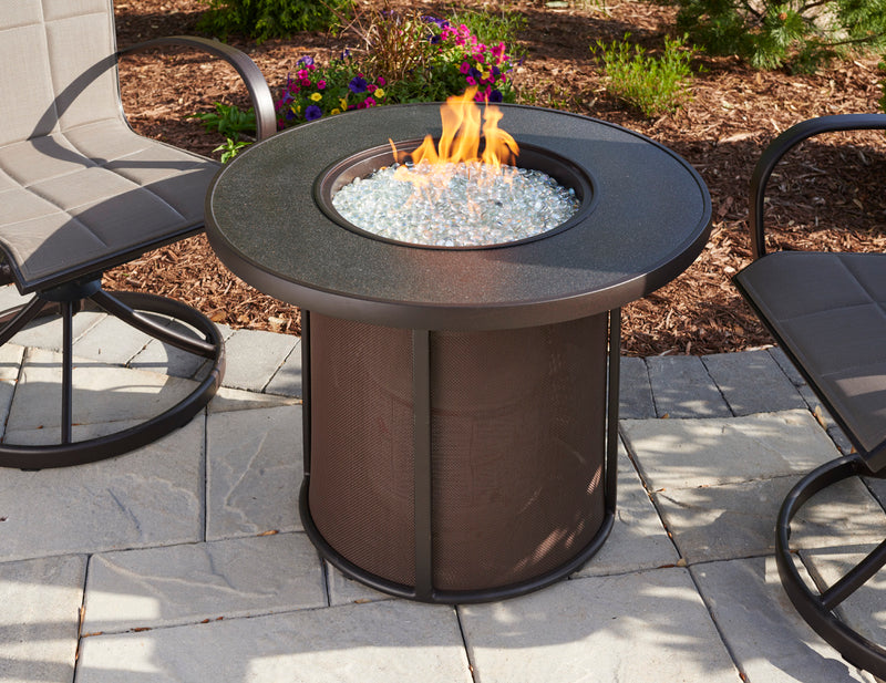 Outdoor GreatRoom Stonefire 32-in Round Aluminum Fire Pit Table in Brown