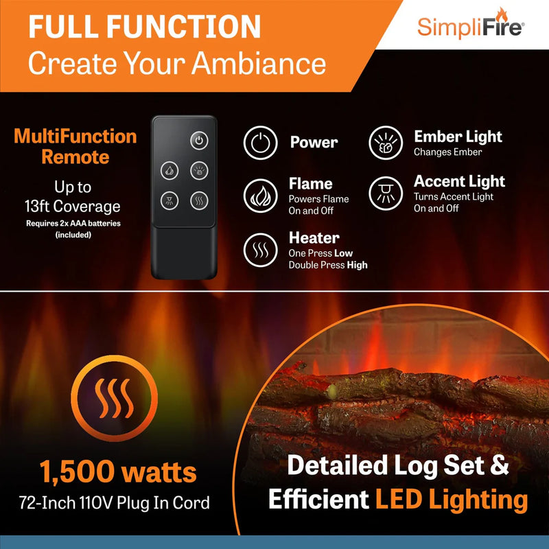 SimpliFire 32-in Electric Fireplace Insert