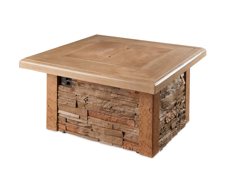 Outdoor GreatRoom Sierra 43-in Square Stone Propane Fire Pit Table in Mocha