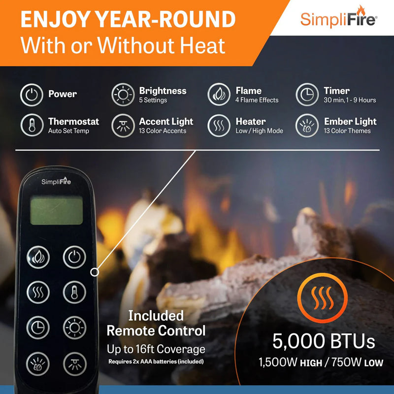 SimpliFire Format 36-in Floating Mantel Wall Electric Fireplace