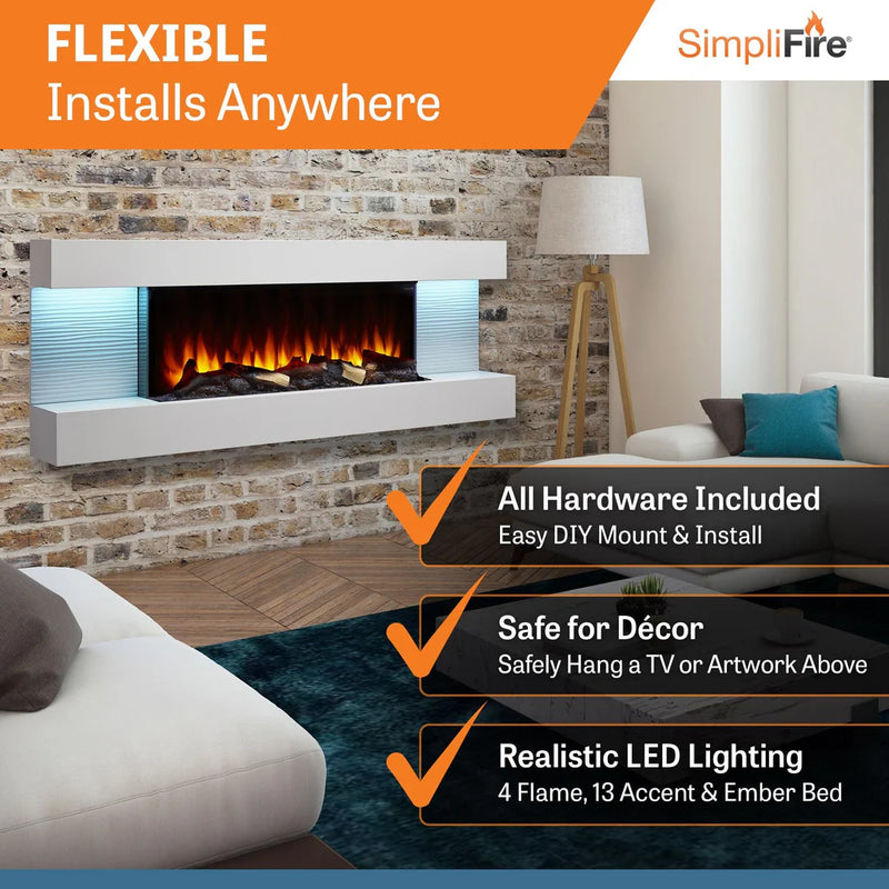 SimpliFire Format 36-in Floating Mantel Wall Electric Fireplace