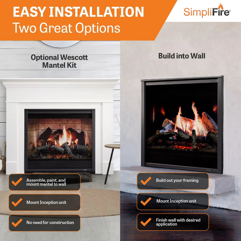 SimpliFire Inception 36-in Built-In Electric Fireplace