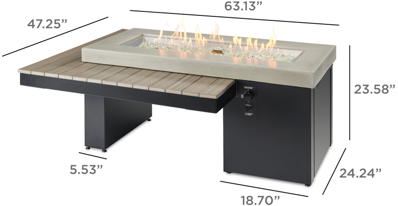 Outdoor GreatRoom Uptown 65-in Linear Gas Fire Table in Coastal Grey