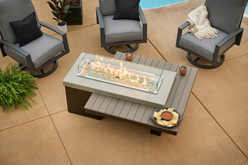 Outdoor GreatRoom Uptown 65-in Linear Gas Fire Table in Coastal Grey