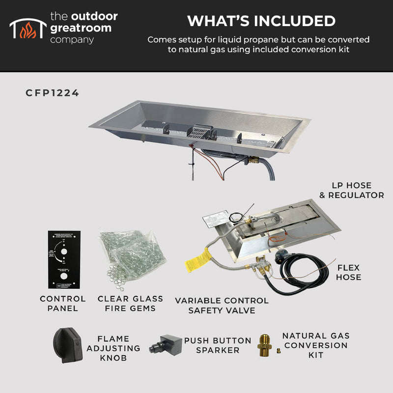 Outdoor GreatRoom 24-in Crystal Fire Plus Linear Burner in Stainless Steel