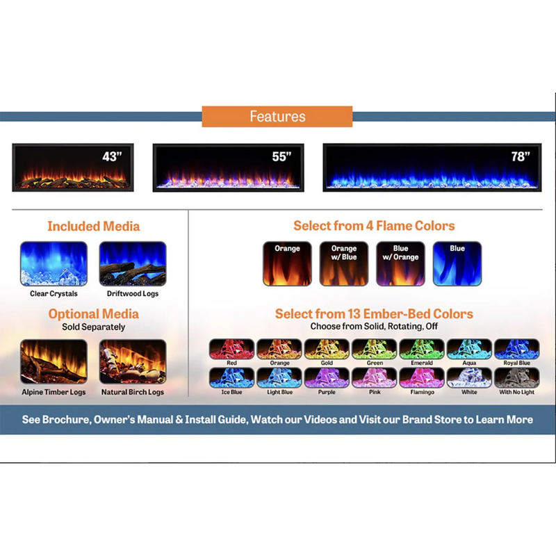 SimpliFire Scion Clean 55-in Linear Electric Fireplace