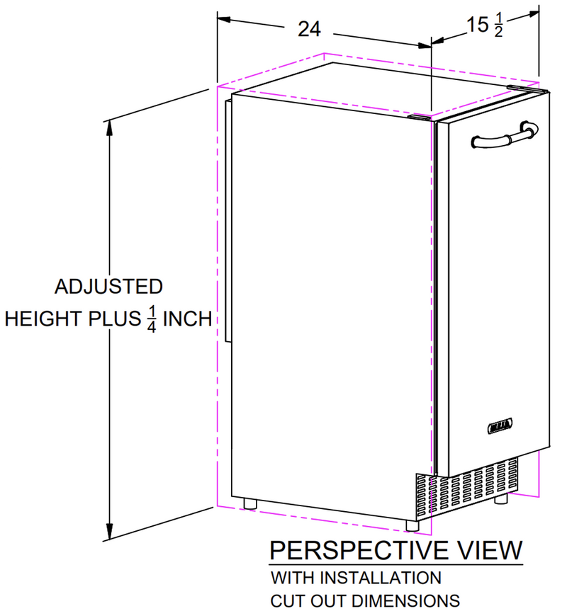 Bull 60 Lb 15-in Outdoor Rated Commercial Ice Maker w/ Drain Pump