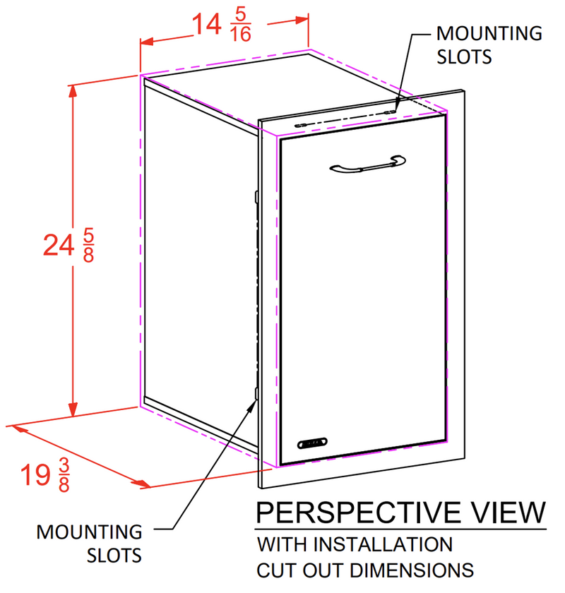 Bull Slim 10 Gallon Stainless Steel Trash Drawer and Trash Can w/ Reveal