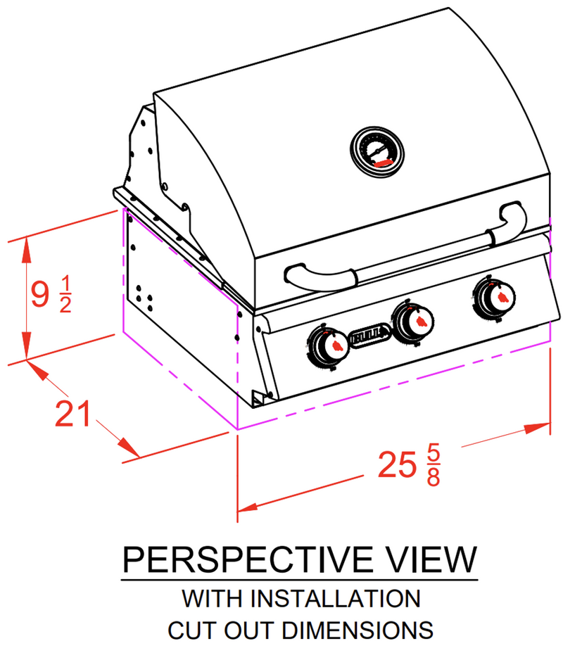 Bull Steer 24-in 3-Burner Built-in Propane Gas Grill