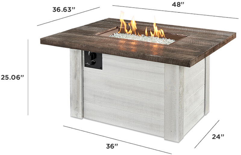 Outdoor GreatRoom Alcott 48-in Rectangular Propane Fire Pit Table
